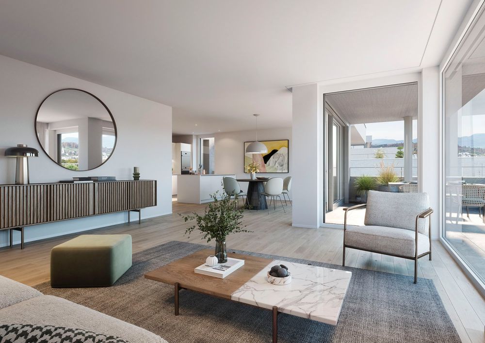 Attika-Terrassenwohnung - Zuoberst mit Weitsicht - Innenvisualisierung