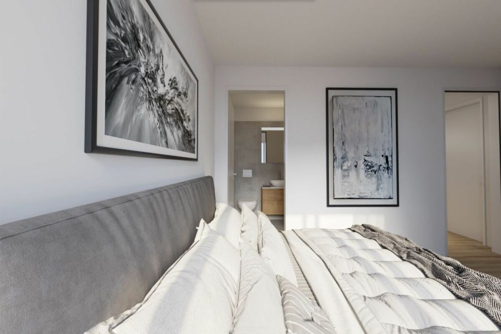Quadro-Vista Wetzikon 4.5 Zimmerwohnung B2 - Rendering Schlafzimmer