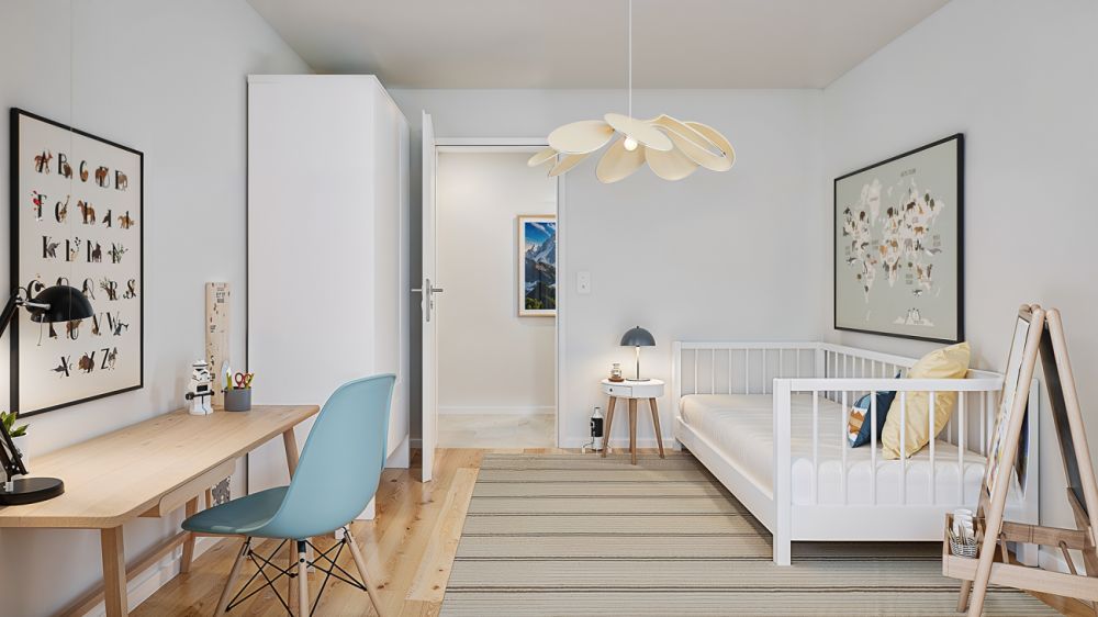 Neubauprojekt Vier-Kronen - 5.5 Zimmerwohnungen - Beispiel-Visualisierung Kinderzimmer
