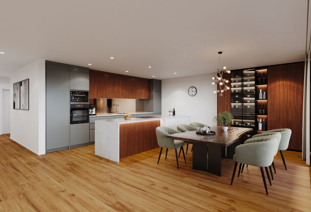 5.5 Zimmer-Wohnung (A) im EG, mit 144 m2 Netto WF und 31.4m2 Terrasse - Küche