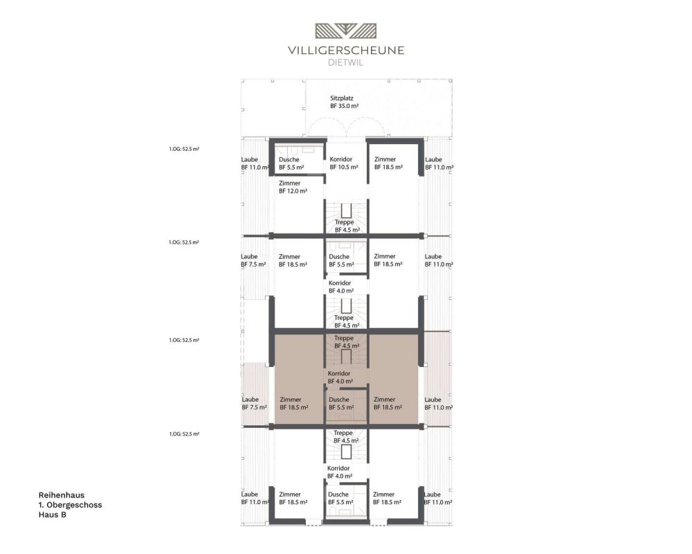 "Villigerscheune" 6.5 Zimmer Reihenmittelhaus - Süd - Haus B - 1. Obergeschoss
