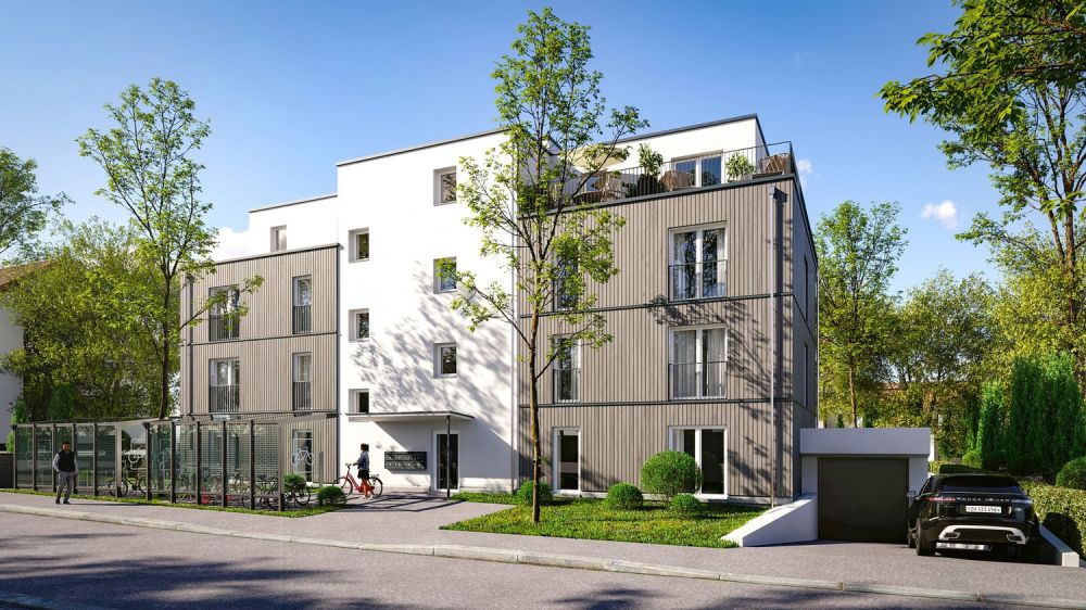 Sonnige 4.5-Zimmer-Familienwohnung an zentraler Lage - Visualisierung Seite Hauseingang