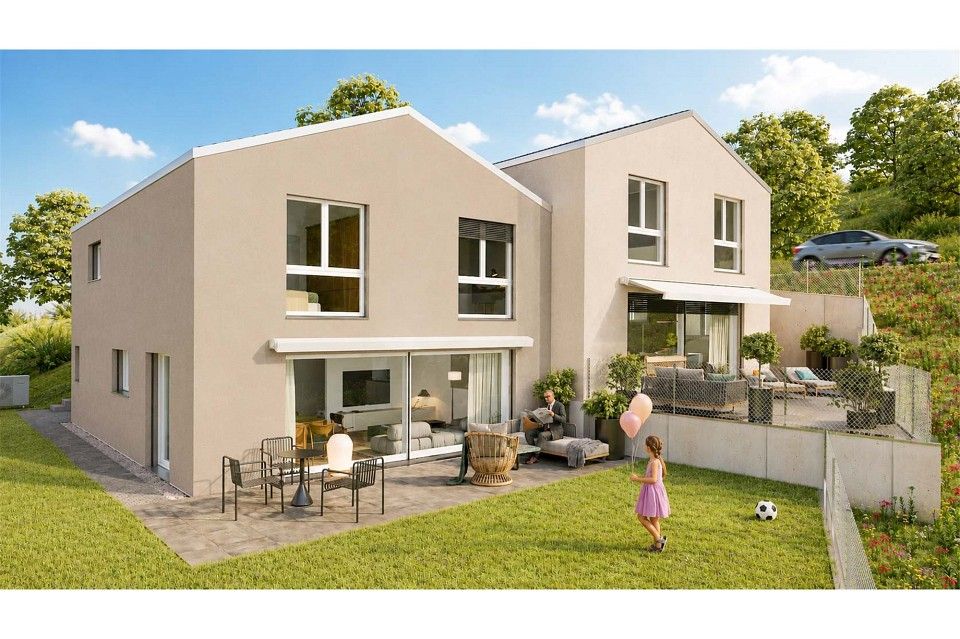 Nach Ihren Wünschen: Doppel-EFH am Bauzonenrand mit Fernsicht bis zum Schwarzwald -  Bild 1