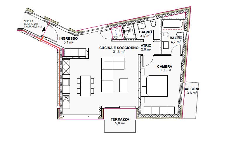 MASSAGNO â NUOVO 2.5 LOCALI CON BALCONE E FINITURE DI ALTO S -  Bild 9