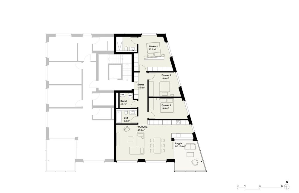 4.5 Zi. Neubauwohnung mit Loggia 3.B - 3. OG Wohnung 3.B