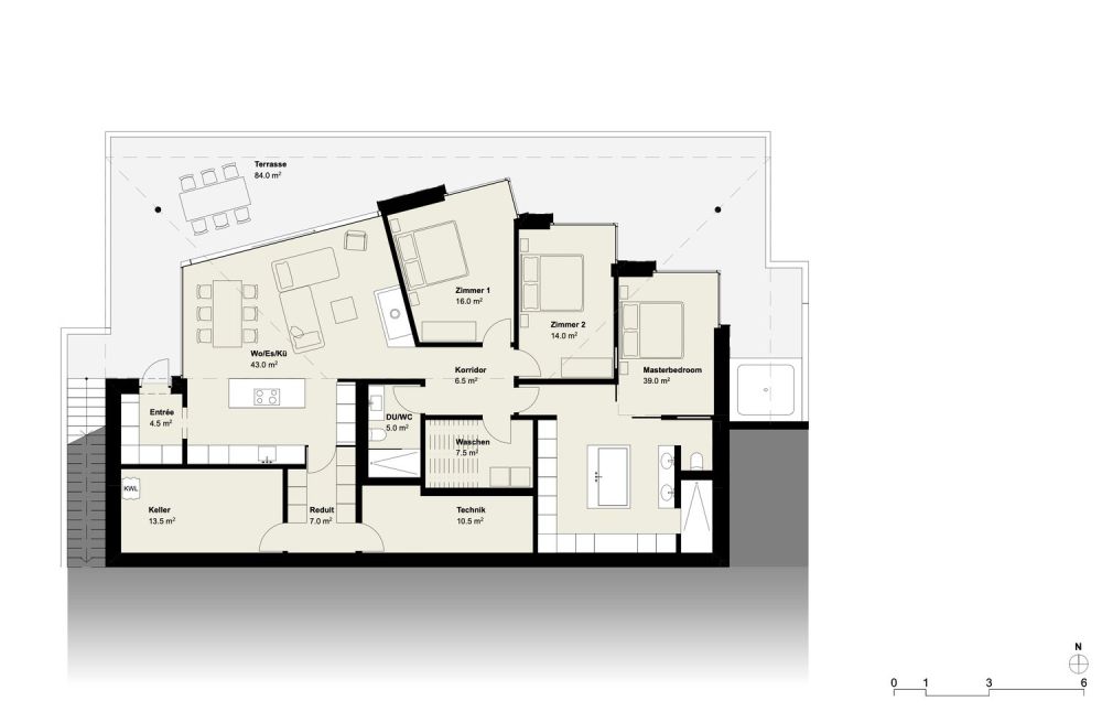 Exklusives Haus mit Seesicht - Grundriss Wohngeschoss