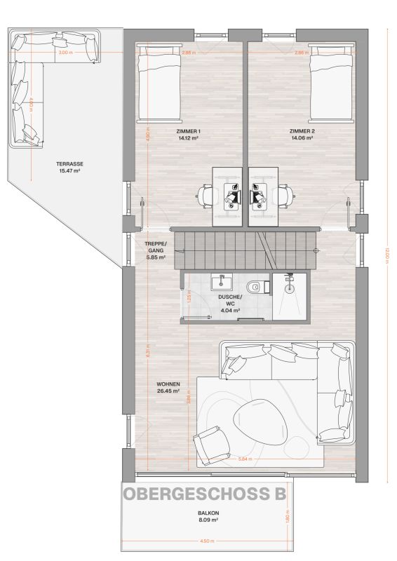 Neubau von drei modernen Upside Down Einfamilienhäuser in der Seelandgemeinde Jens -  Bild 11