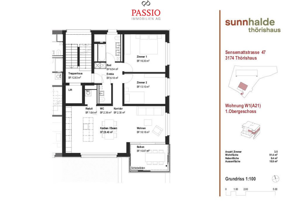 Moderne 3.5-Zimmer Neubau-Wohnung mit gehobenem Ausbaustandard -  Bild 3