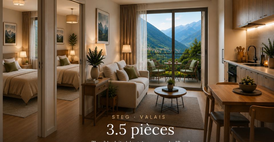 STUDIO NEUF À STEG (VS) 3.5 pces CHF 434'000 - Appartement 3.5 pièces - image - 1