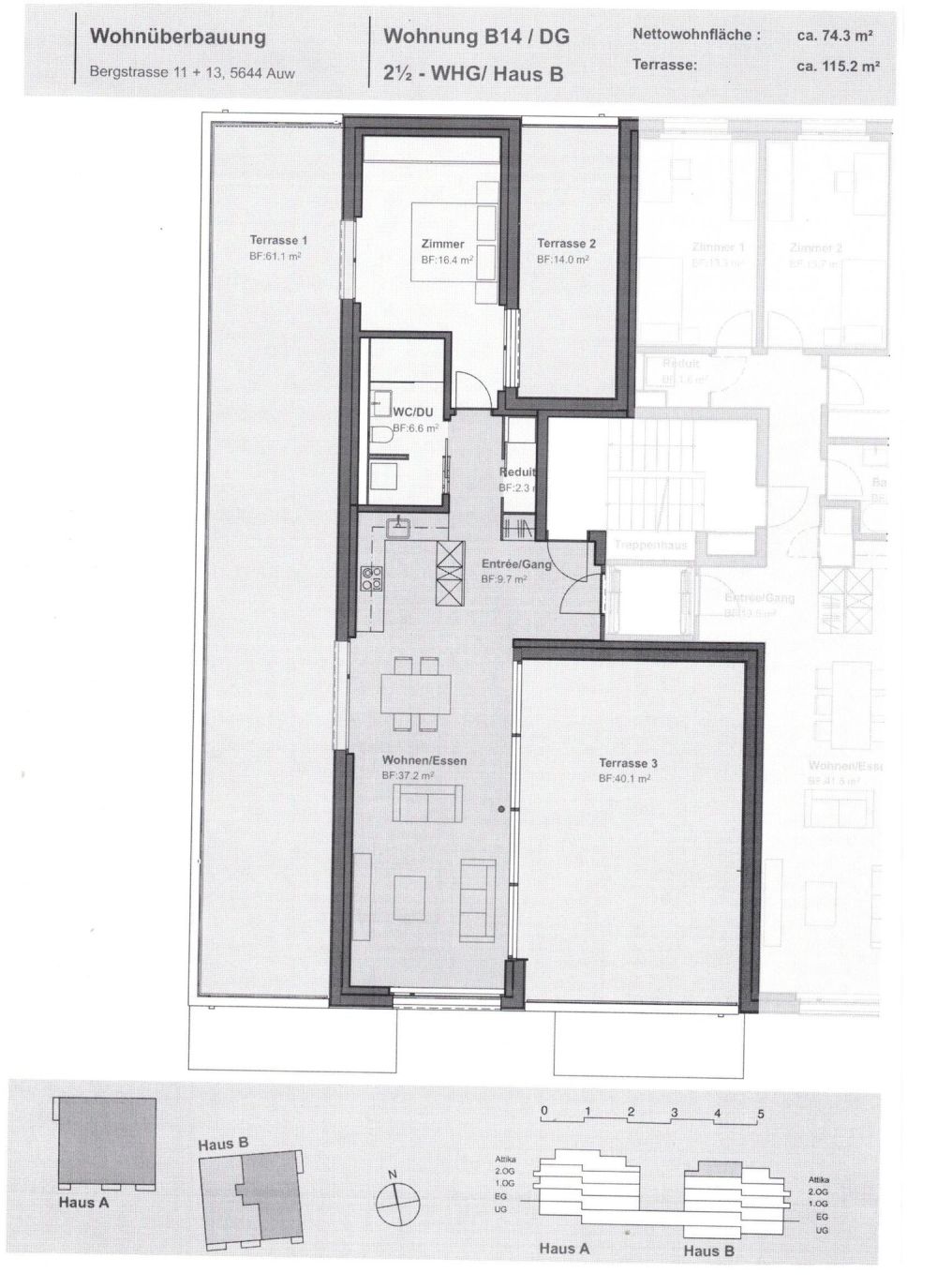 Moderne 2.5-Zimmer-Dachwohnung mit Terrassen in Auw -  Bild 1