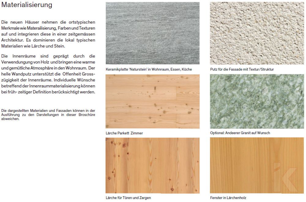 Neubau Quadra Andeer- 4.5 Zi- Gartenwohnung ERSTBEZUG - Materialisierung Wohnung