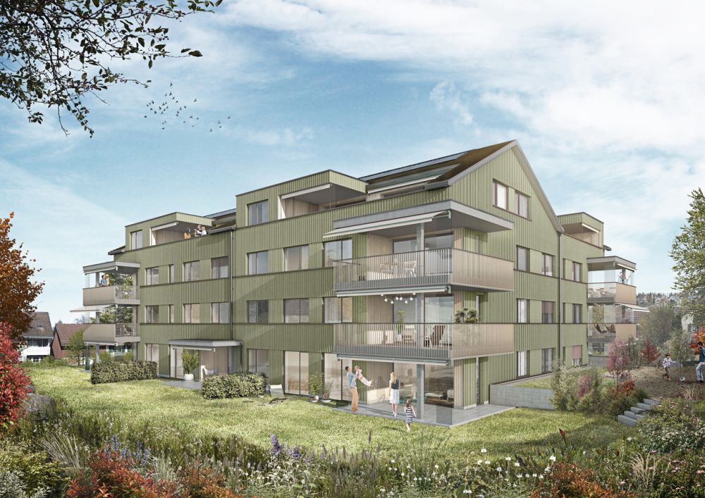 Tolle Erdgeschosswohnung mit verglastem Sitzplatz - Aussen Gartenseite