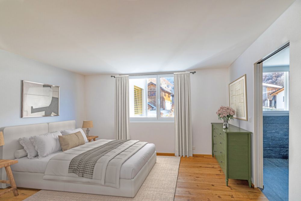 Lunden im Prättigau: Wohnung im Erstbezug mit Ruhe und Privatsphäre - DS831_2.2_Lunden_Schlafzimmer