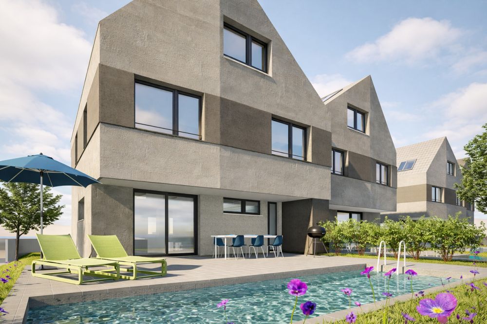 Neubauprojekt Allmendgasse mit vier 7.5-Zimmer-Doppelhäuser (Haus D) - Visualisierung