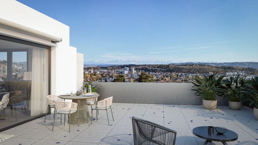 COSMO TOWNHOUSE | URBANES LEBEN IN BIEL - Terrasse mit Panoramablick