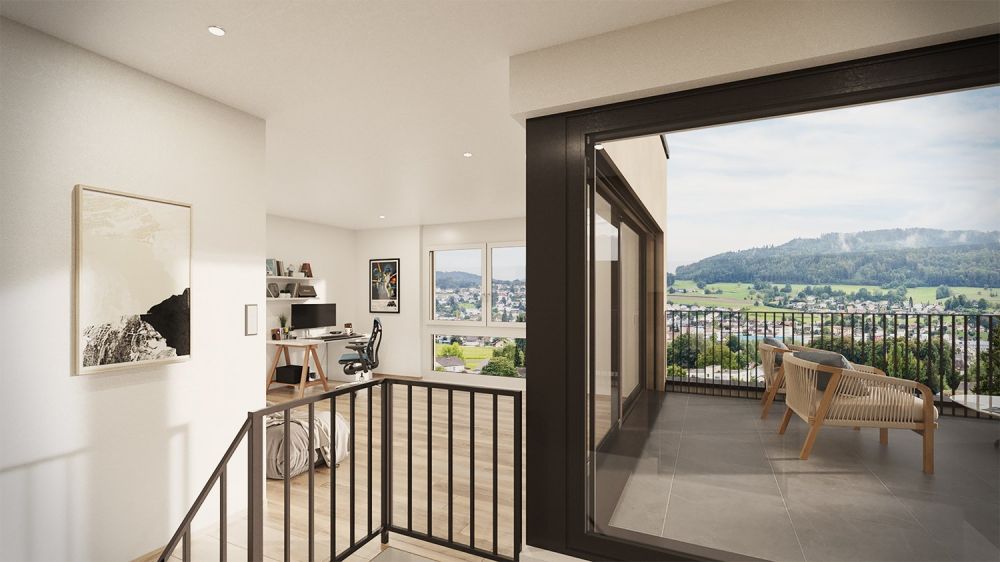 Neubau 5.5-ZI-EFH mit Attika-Geschoss / Reinach AG - Sonnenlage und Weitblick -  Bild 7