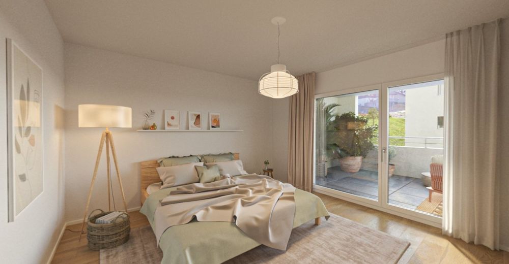 Zeitgemässes Wohnen: Neubauwohnung mit stilvollem Ambiente - Schlafzimmer