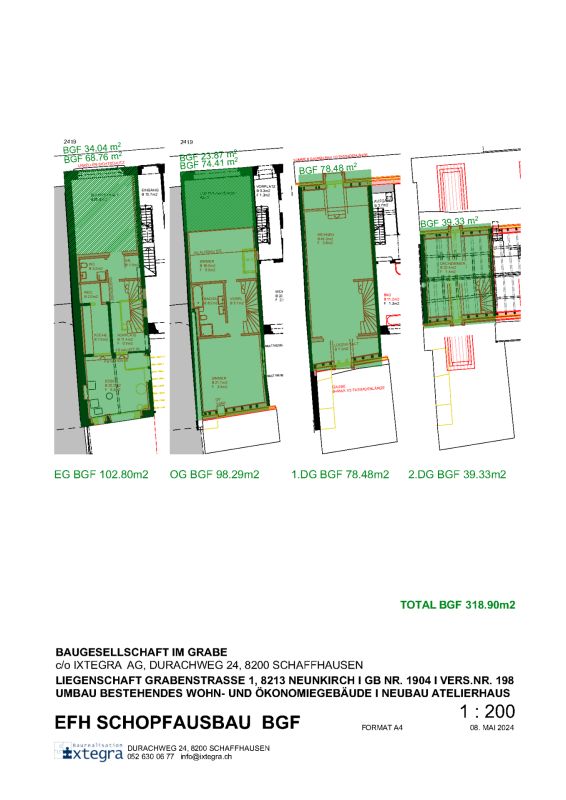 Städtlihaus mit 6,5 Zimmern und Gärtli in Neunkirch - BGF = Bruttogeschossfläche 319 m2