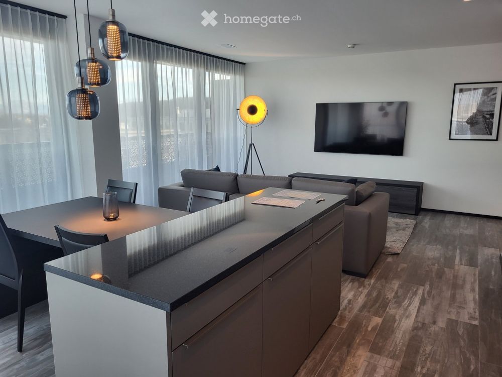 SCHÖNE, MODERNE & KOMPLETT MÖBLIERTE 2 1/2 ZIMMER-NEUBAUWOHNUNG IN STETTBACH AB SOFORT ZU VERMIETEN -  Bild 3