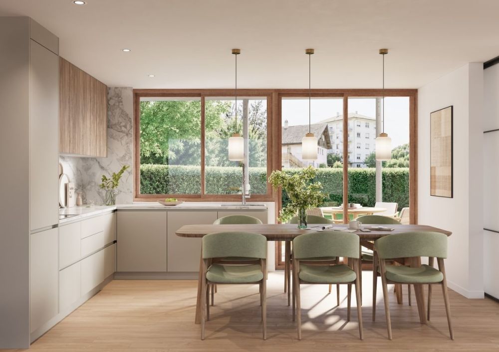 ERABLE 11  Nouvelle PPE de standing  1er étage 4,5 pces  108,8 m² + 2 balcons couverts 20,7 m² - Cuisine ouverte sur la terrasse
