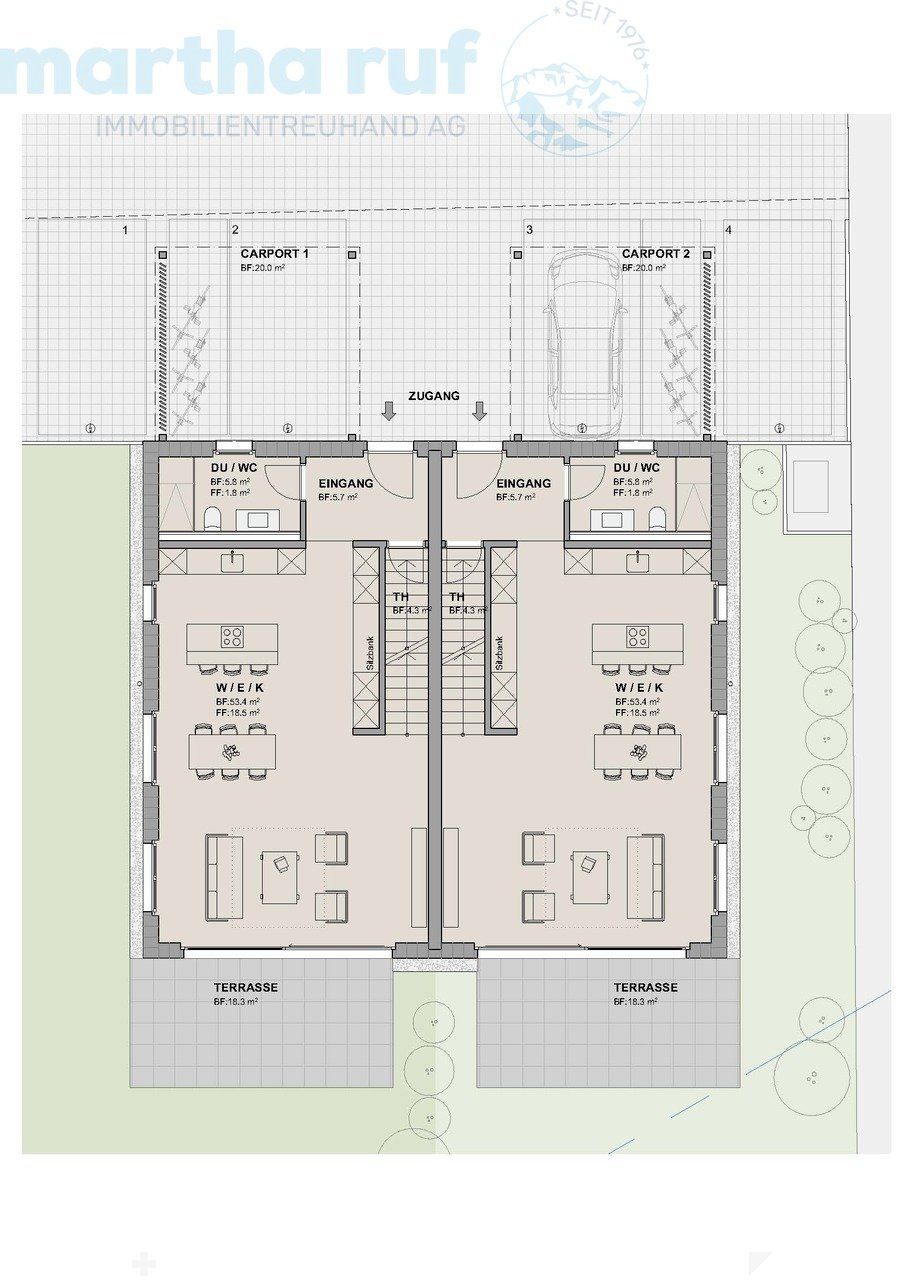 5.5-Zimmer Doppeleinfamilienhaus mit Panorama auf das Jungfraumassiv - Erdgeschoss Optional