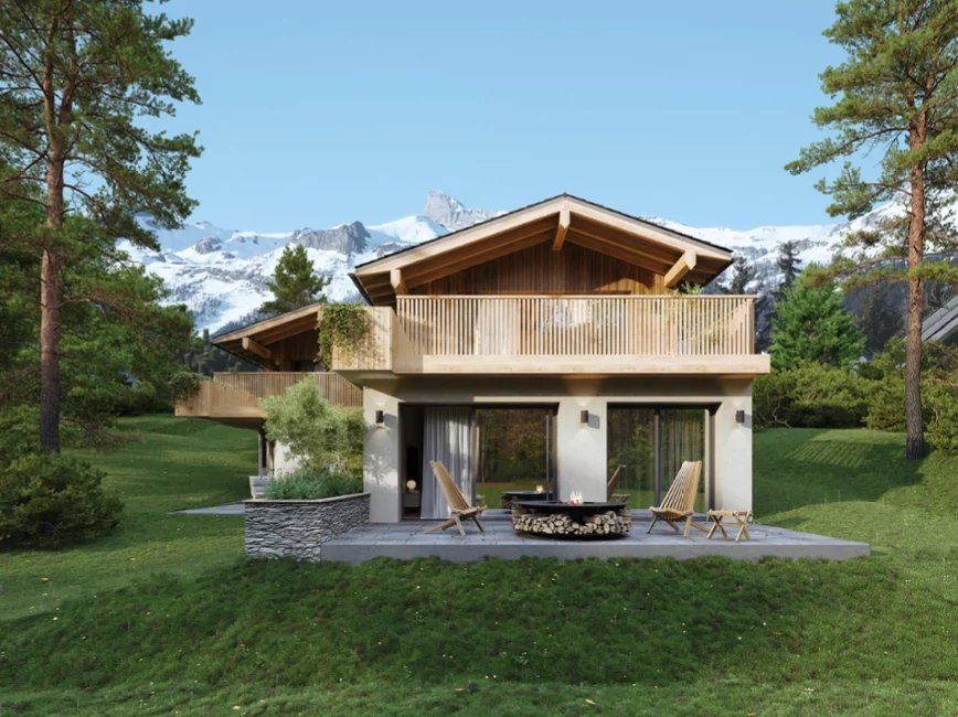 Chalet mitoyen de standing de 5.5 pièces avec vue panoramique et jardin -  Bild 1
