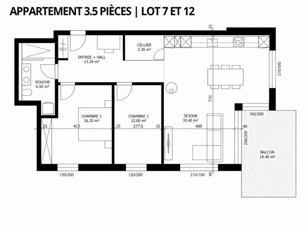 Promotion - La Frimesse à Vicques - Plan 3,5 pièces - lots n°7, 12