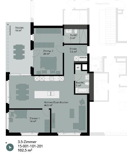 Wohnen mit Qualität - grosszügige 3.5-Zimmerwohnung mit weitläufigem Garten - Bild 6