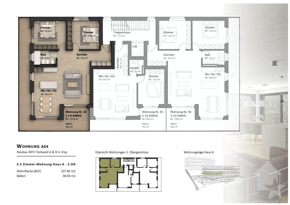 Appartement neuf de 3,5 pièces en hauteur privilégiée - / 3.5 2.O.G. chf 719'000.-