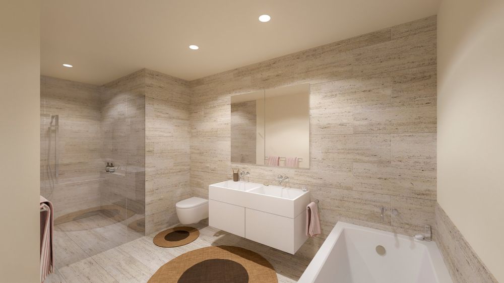 Moderne 3.5 Zimmer Neubauwohnung mit grossem Balkon - Badezimmer