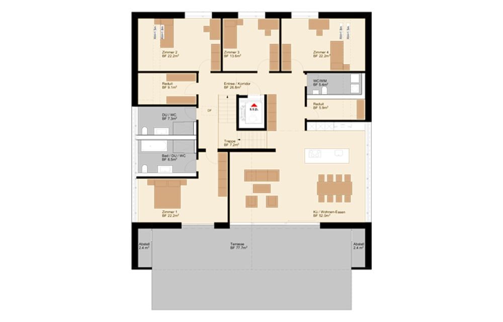 Spektakuläre 5,5-Zimmer Dachgeschosswohnung mit Sonnenterrasse (Top A2.1) -  Bild 7