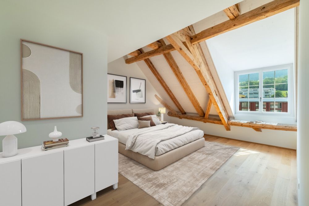 Zizers: Dachmaisonette mit Schlossambiente - Schlafzimmer