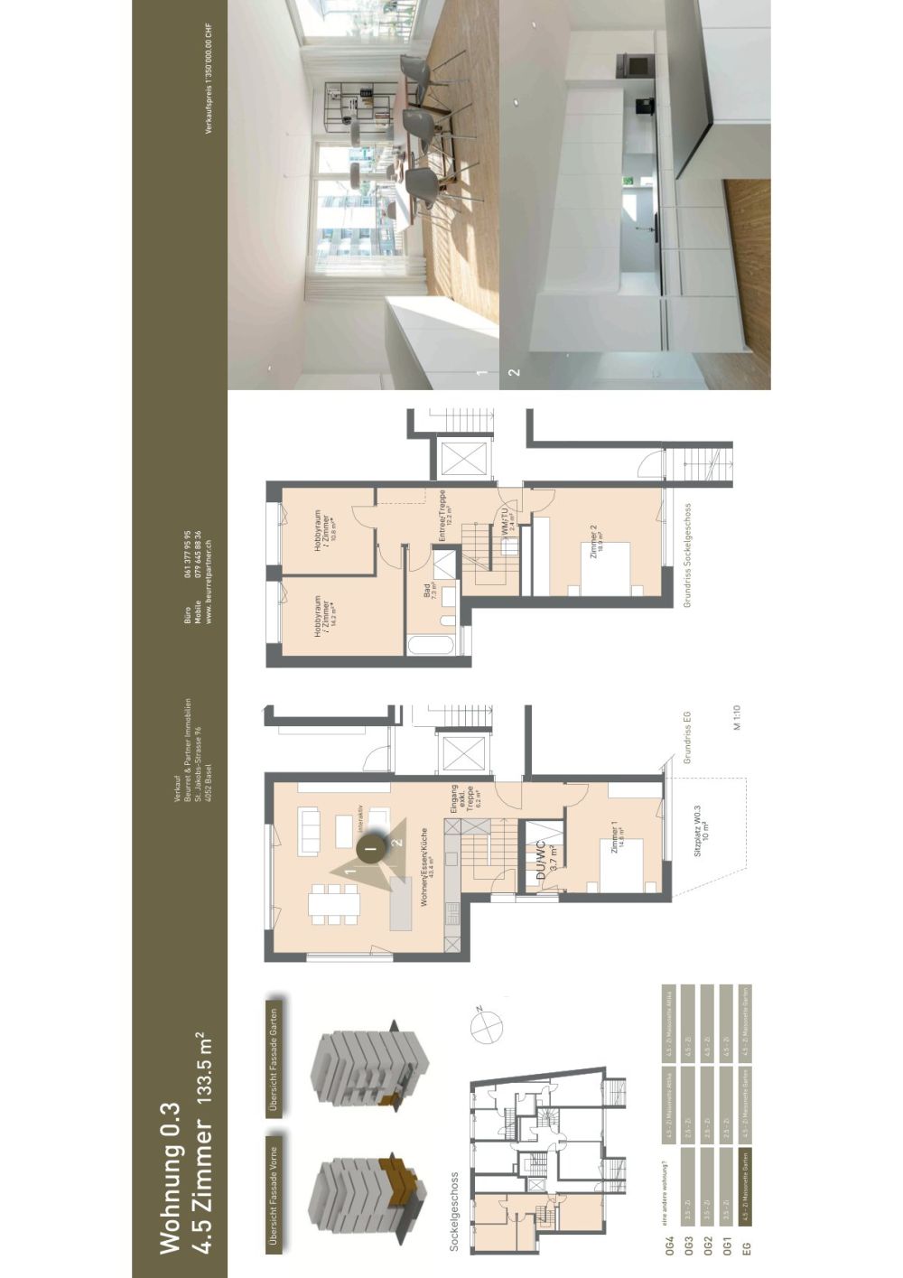 W03 - Moderne 5.5-Zi. Gartenwohnung, neben der Tramstation Riehen -  Bild 1