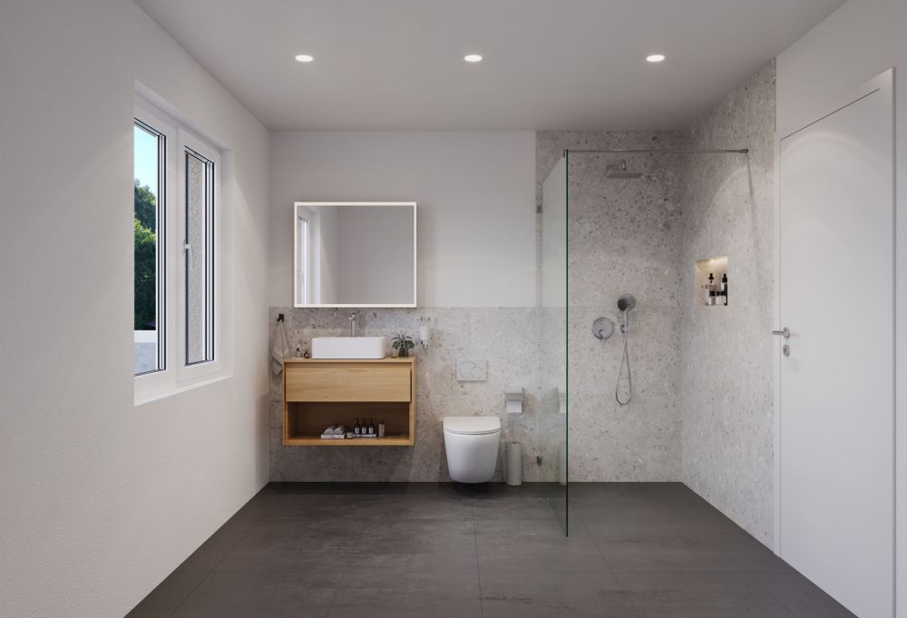 4.5 Z.-Wohnung OG (D), 126 m2 Netto Wohnfläche, 35m2 gedeckter Balkon - WC / DU