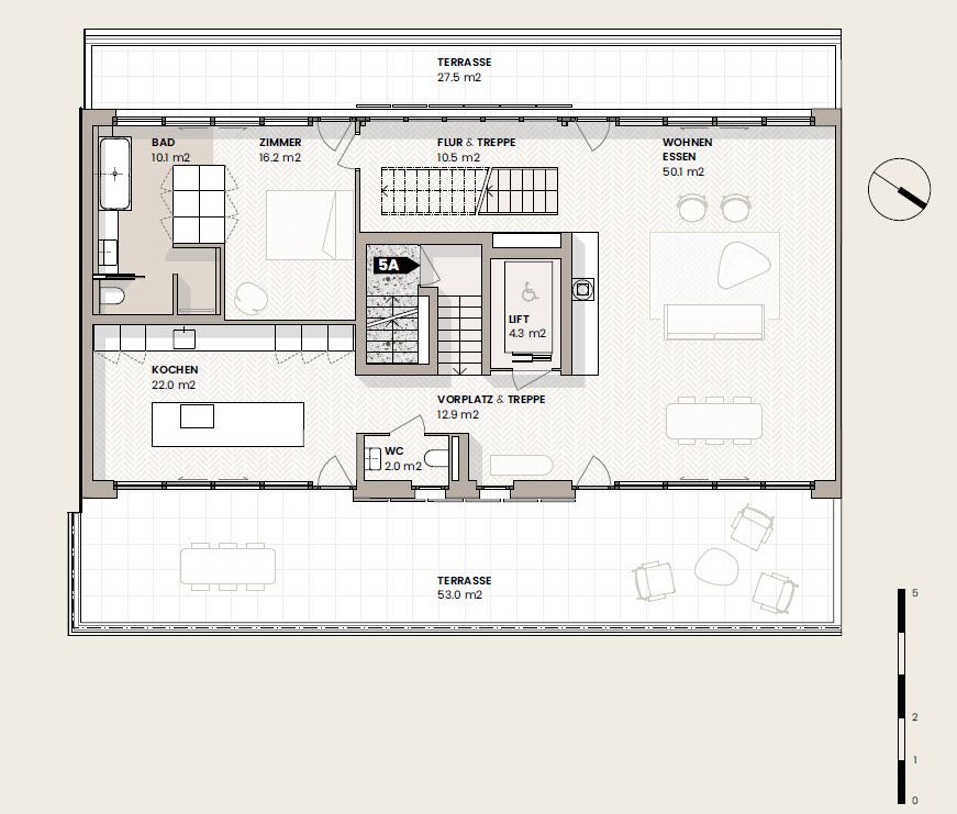 Wohnen ganz oben  aussergewöhnliche 4.5-Zimmer-Attika-Maisonette mit - 1. Attikageschoss