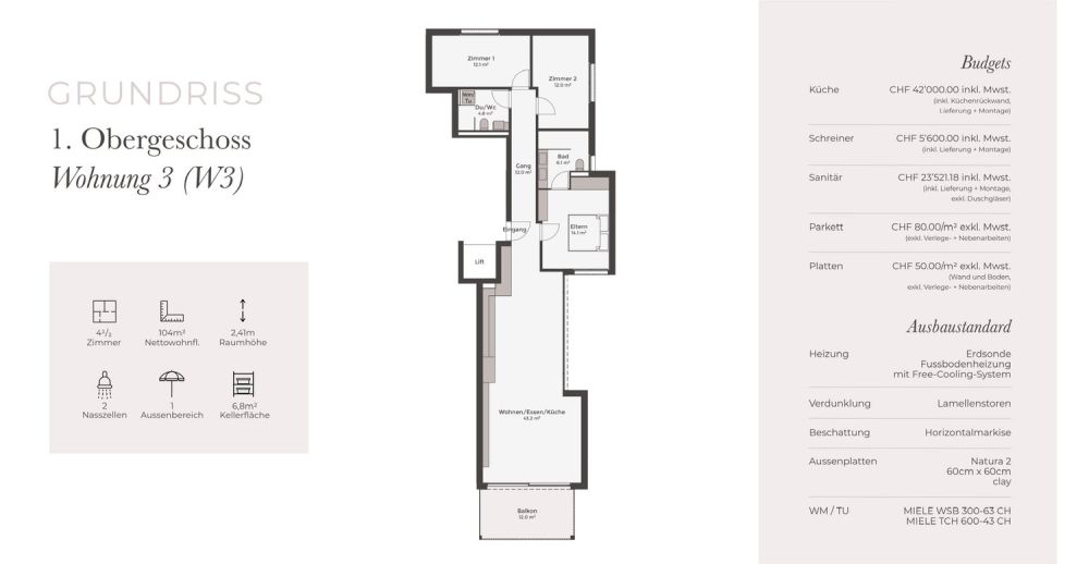 Sonne. Raum. Lebensqualität. – Stilvolle 4.5‑Zimmer‑Wohnung mit Balkon in Bestlage -  Bild 6