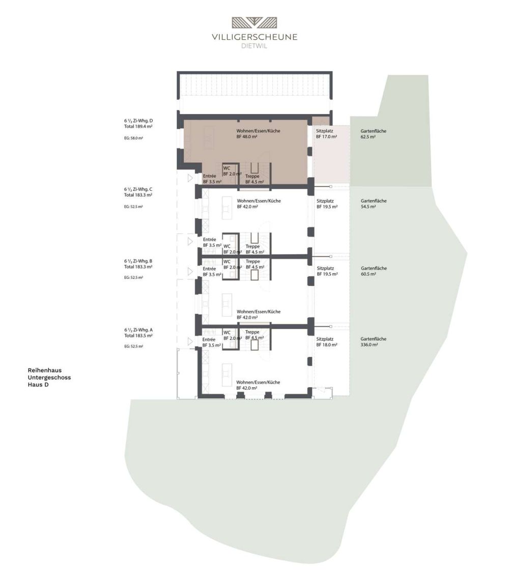 "Villigerscheune" 6.5 Zimmer Reiheneckhaus - Nord - Haus D - Erdgeschoss