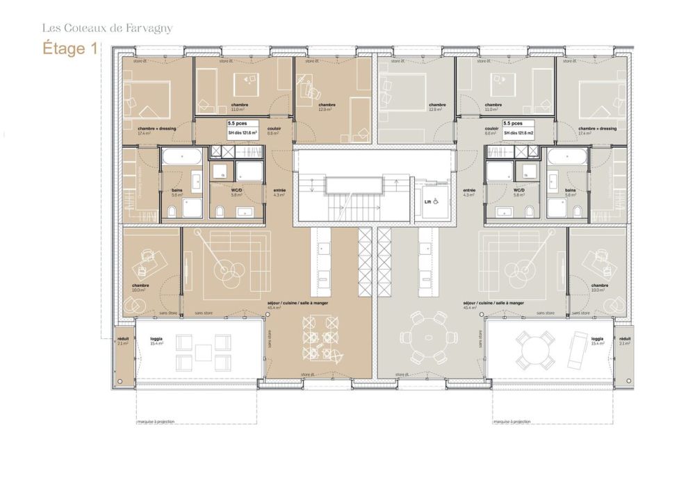 7 appartements de 5,5 pièces au 1er étage, modulables en grands 4,5 -  Bild 4