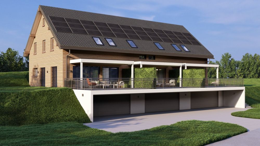 Neubau drei moderne Einfamilienhäuser nach Minergie-Standard in Riedstätt -  Bild 1
