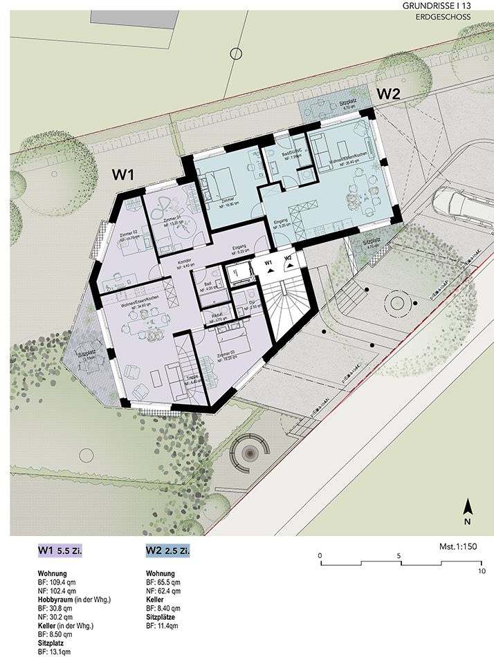 Helle und grösszügige 3.5-Zimmer-Wohnung mit Weitsicht und Garten mit 63qm - W2 -  Bild 7