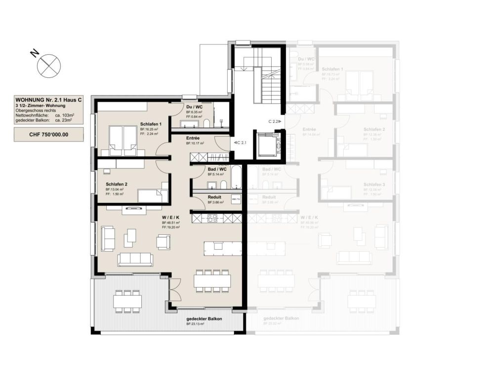 «Sonnegg» - Perfekte Wohnungen an privilegierter Lage - Grundriss der Wohnungen