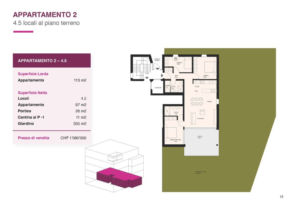 Residenza Kira - raffinierte 4.5-Zimmer-Wohnung mit großem privatem Garten in Giubiasco (TI) -  Bild 4