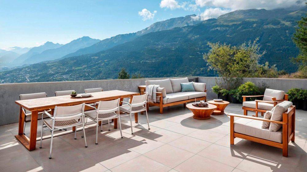 Chalet-Wohnung 4,5/5,5 Zimmer in Crans-Montana - Vue depuis la terrasse (Rendu photo) / View from the terrace (Photo rendering) / Vista dalla terrazza (Foto rendering)