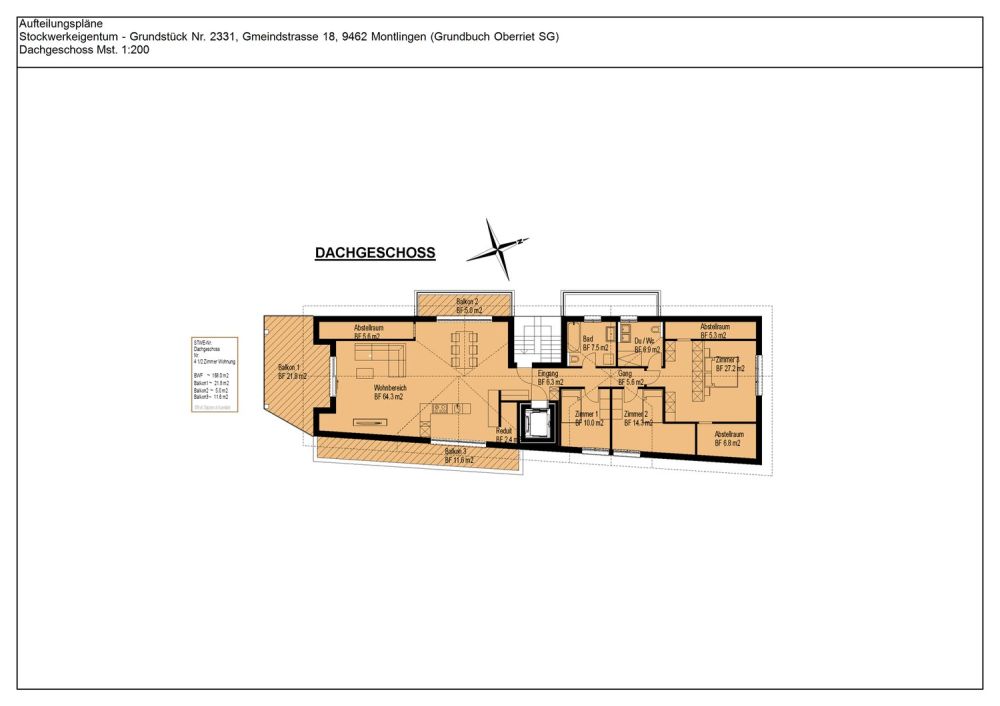 Exklusiver Neubau: Grosszügige 4.5 Zimmer- Attikawohnung - Grundriss DG