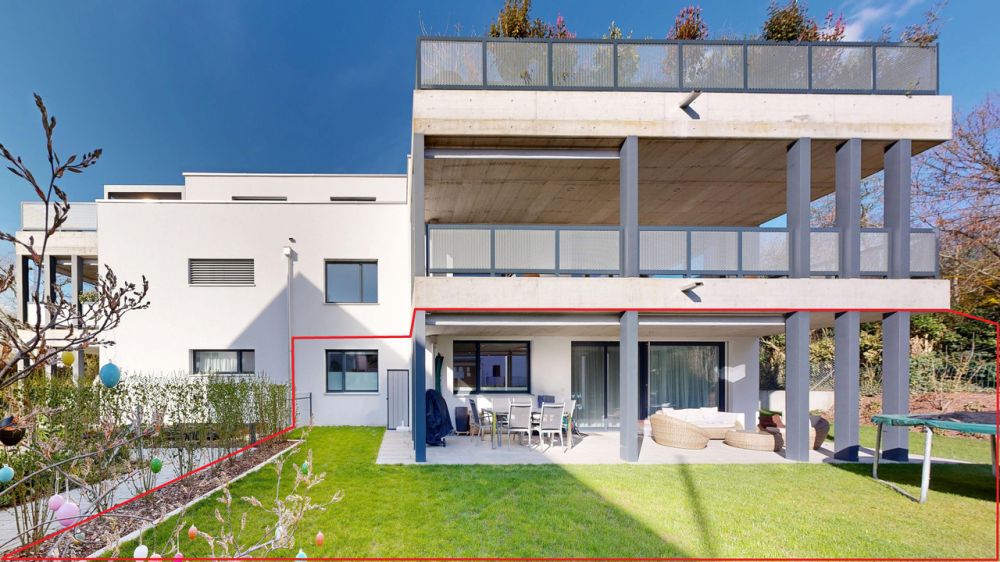 Moderne 4.5-Zimmer-Gartenwohnung mit Einstellhallenplatz - Aussenansicht