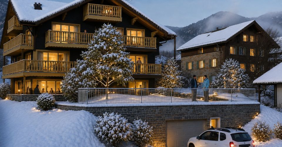 Chalet de charme, terrasse Sud 44 m² et vue alpine dégagée _ LOT 1 : Un 3.5 Pièces Rare - Appartement 3.5 pièces - image - 2
