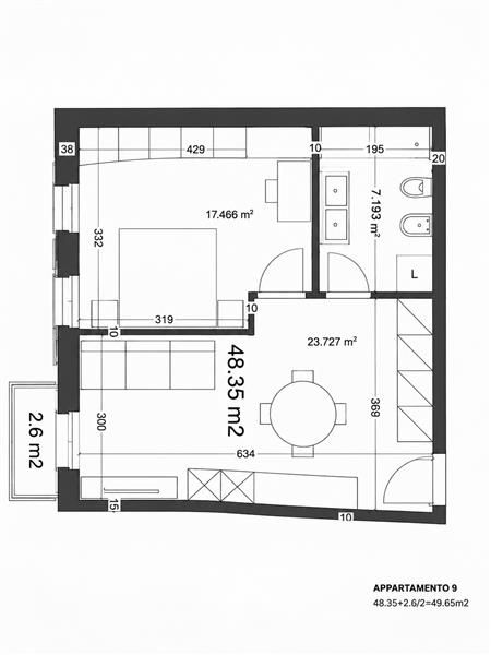 Montagnola: Appartamento 2.5 locali - Planimetria