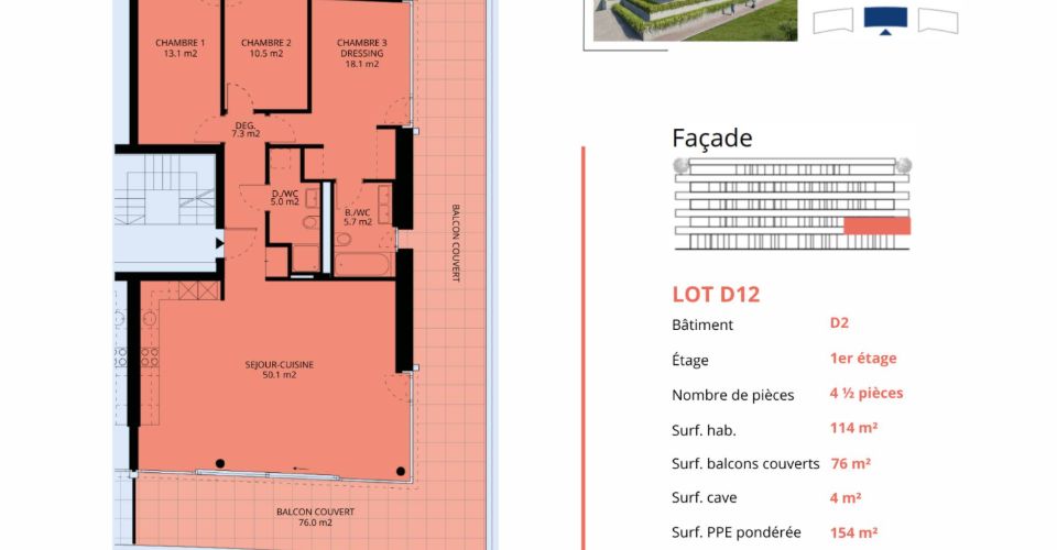 Luxueux 4.5 pièces traversant avec balcon couvert de 76m2 - Appartement 4.5 pièces - image - 13