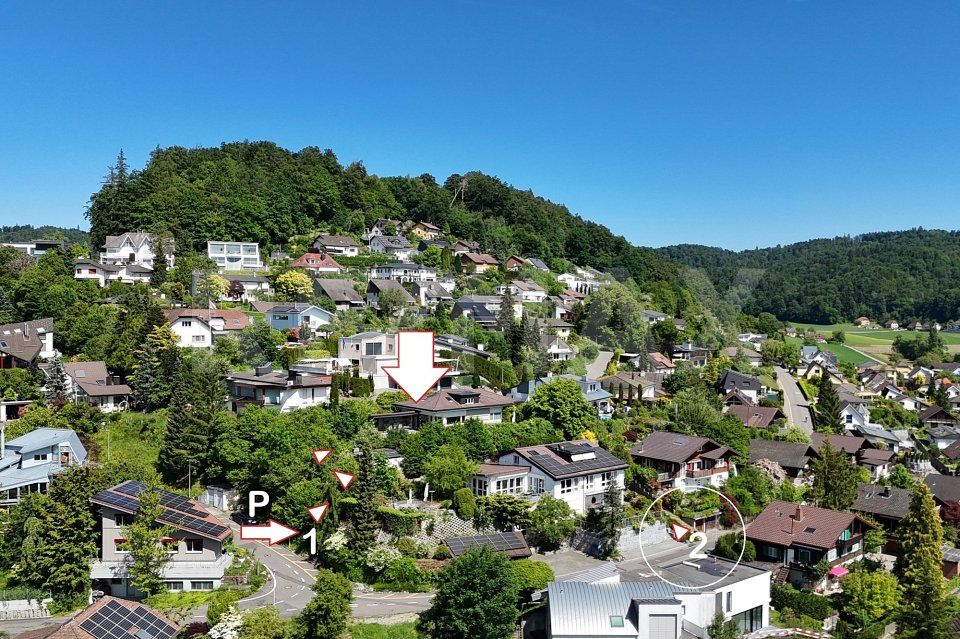 Nähe Aarau, A1 / A2 Kreuz Mittelland, erstklassige bevorzugte Villen-Hanglage mit Weitsicht, 3 REFH -  Bild 11
