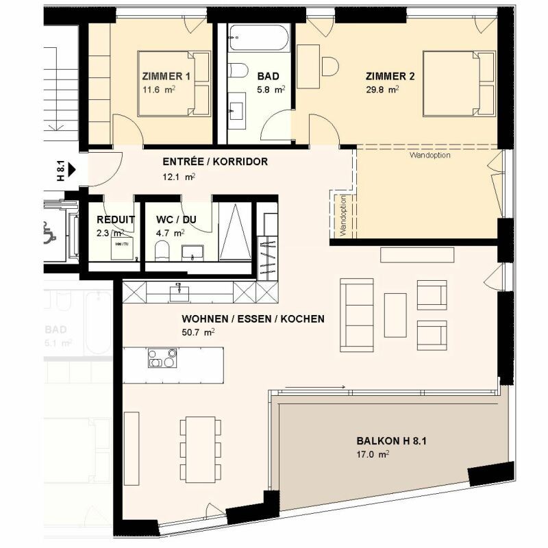 H8.1 I Premium 3,5-Zimmer-Wohnung im 8. OG direkt an der Aare - Bild 6